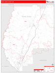 Pearl River County Wall Map Red Line Style